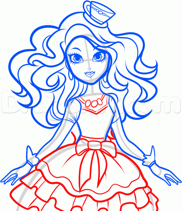 726x844 Draw Madeline Hatter, Ever After High, Step