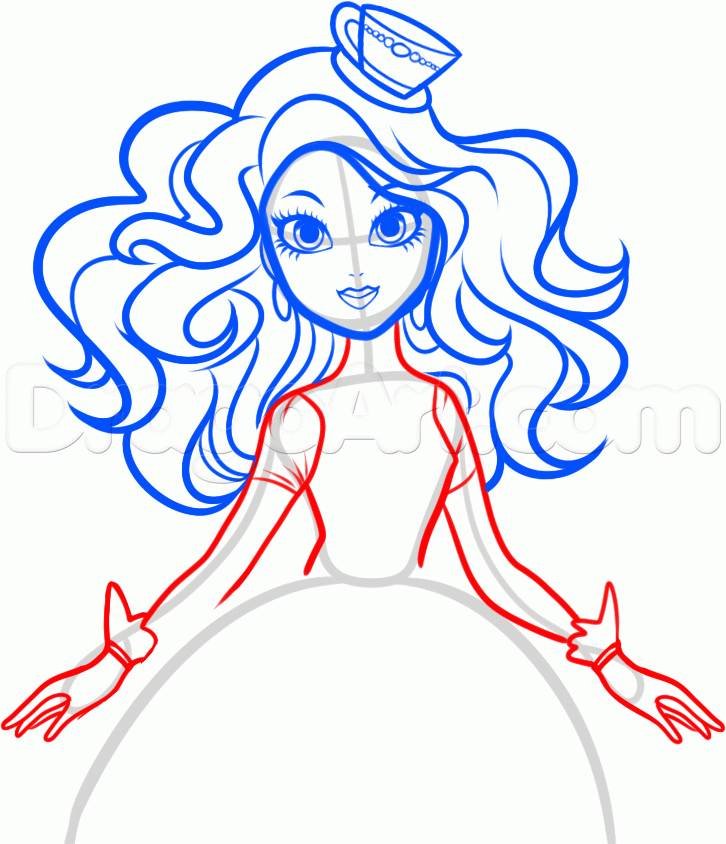 726x844 How To Draw Madeline Hatter, Ever After High, Step