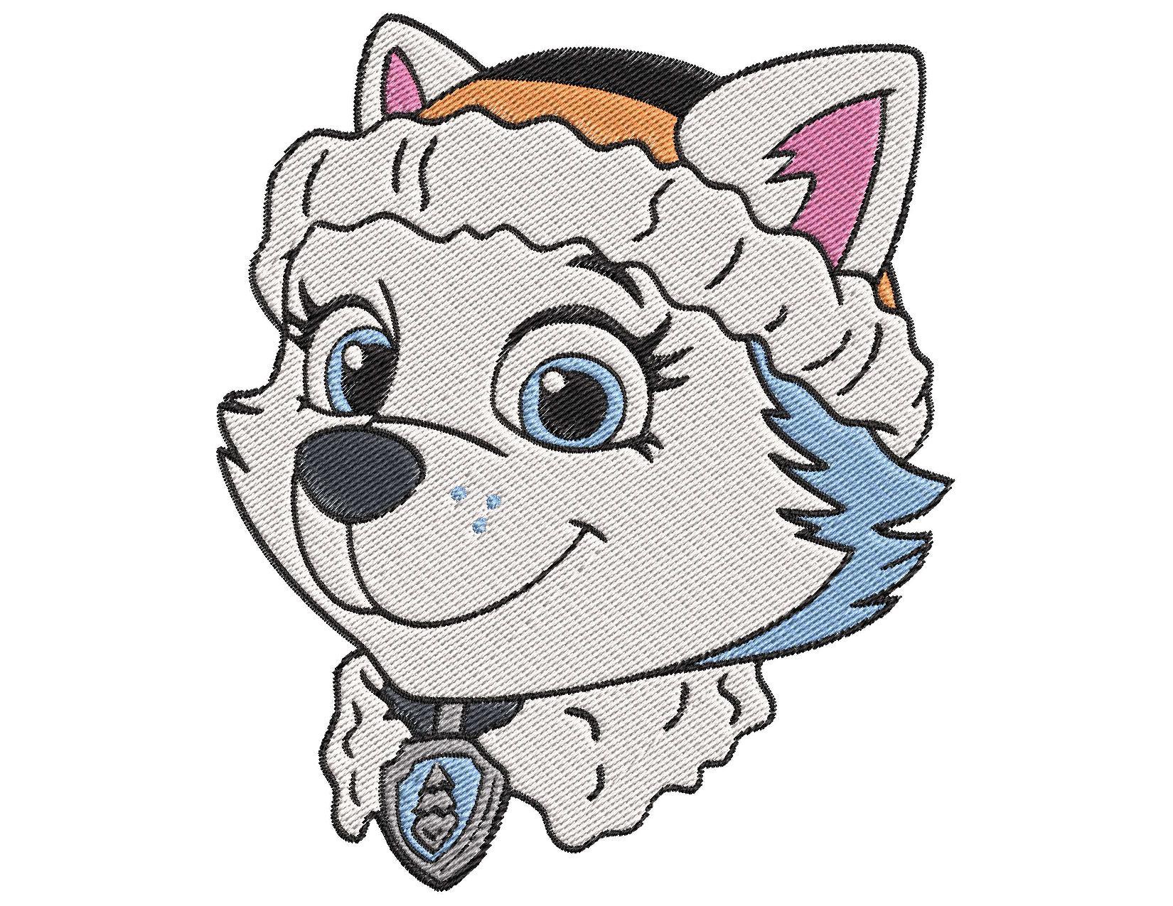1650x1275 paw patrol everest face with logo embroidery design