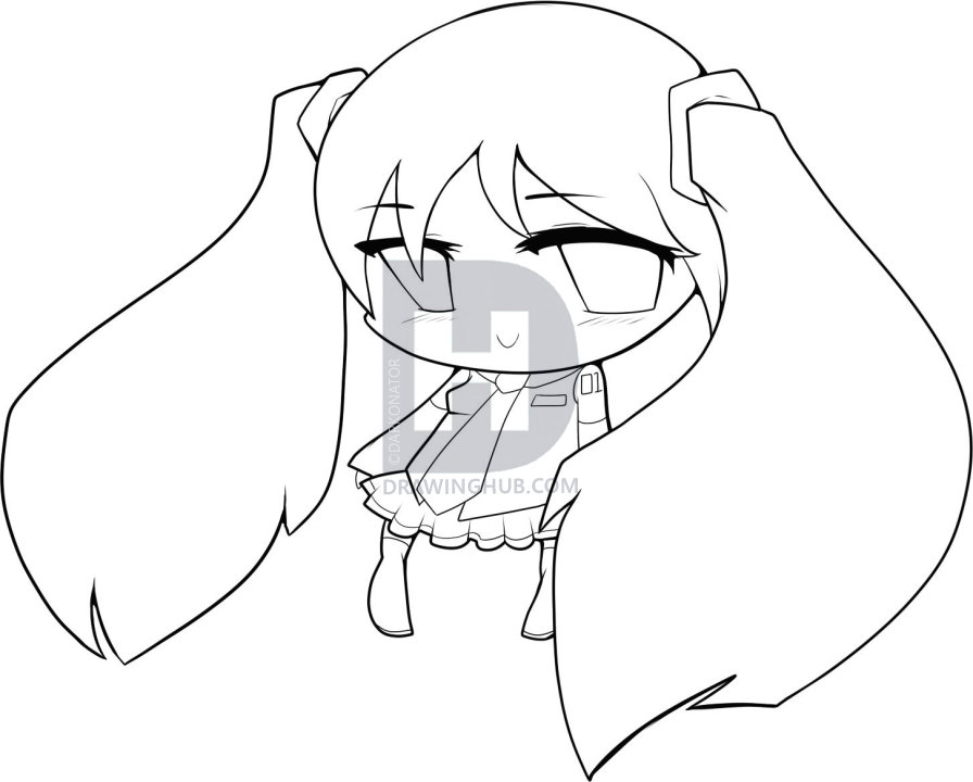896x720 How To Draw Chibi Miku, Step