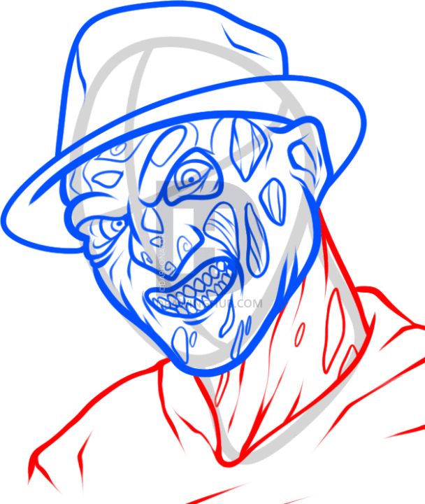 608x720 How To Draw Freddy Krueger Easy, Step