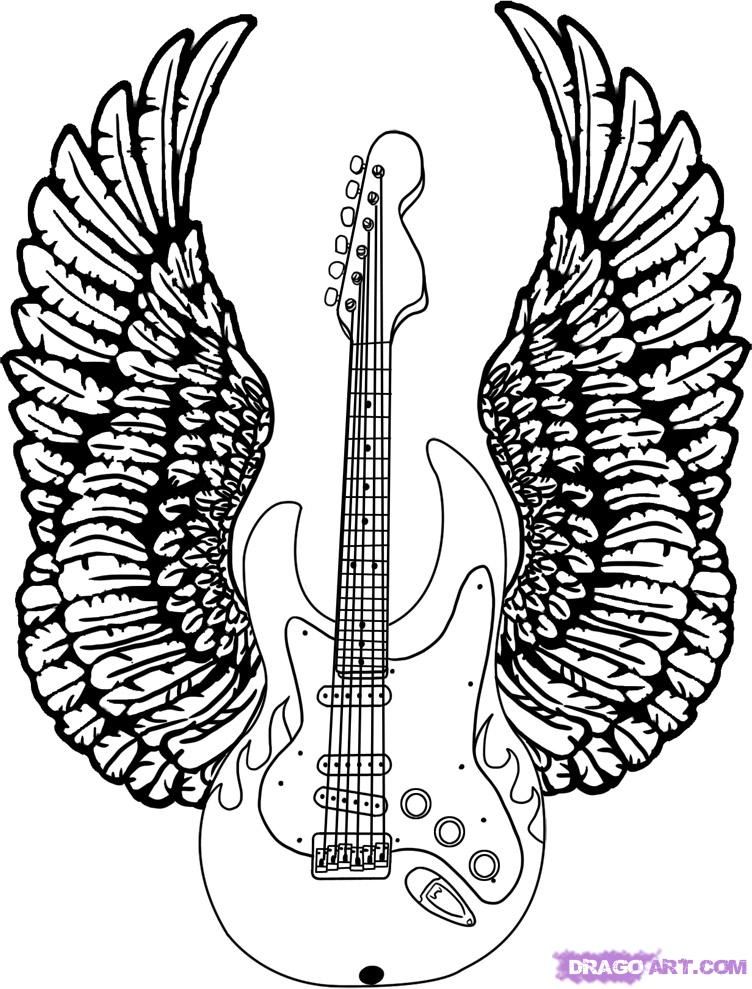 752x989 Step Like Drawings, Wings Drawing, Guitar Drawing