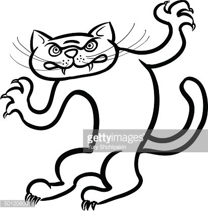 412x417 Whiteboard Drawing Evil Cat Premium Clipart