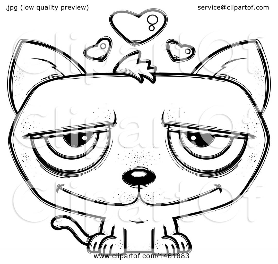 1080x1024 Clipart Of A Cartoon Lineart Loving Evil Cat