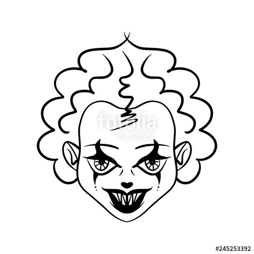 500x500 Evil Clown Art Halloween Mask Illustration Stock Image