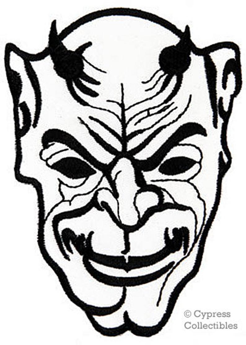 794x1111 White Demon Patch Iron On Embroidered Skeleton Skull Evil Etsy