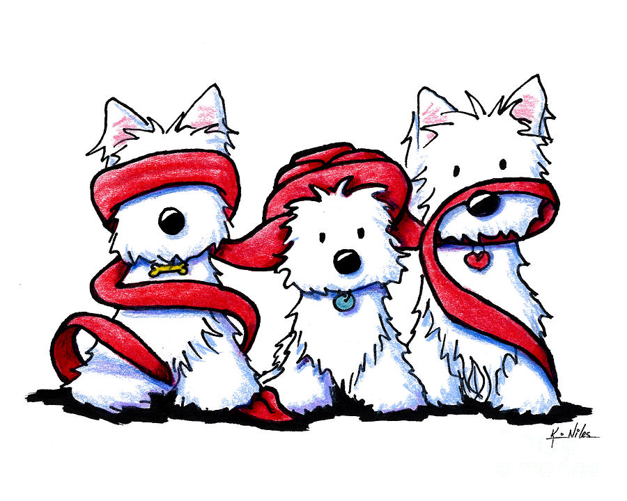 900x720 No Evil Westies Drawing