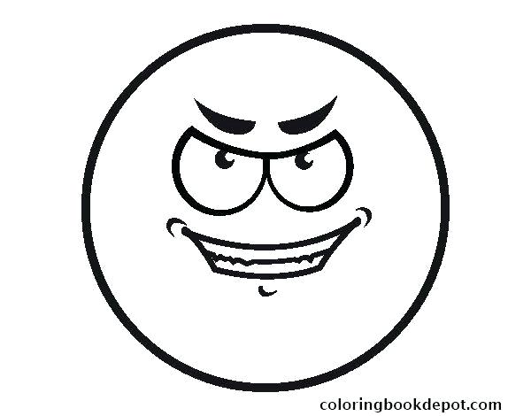 600x470 Face Coloring Evil Smiley Coloring Pages Free Printable Emoji Face