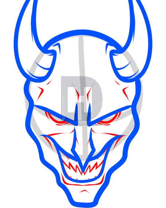 576x720 How To Draw A Devil Face, Step