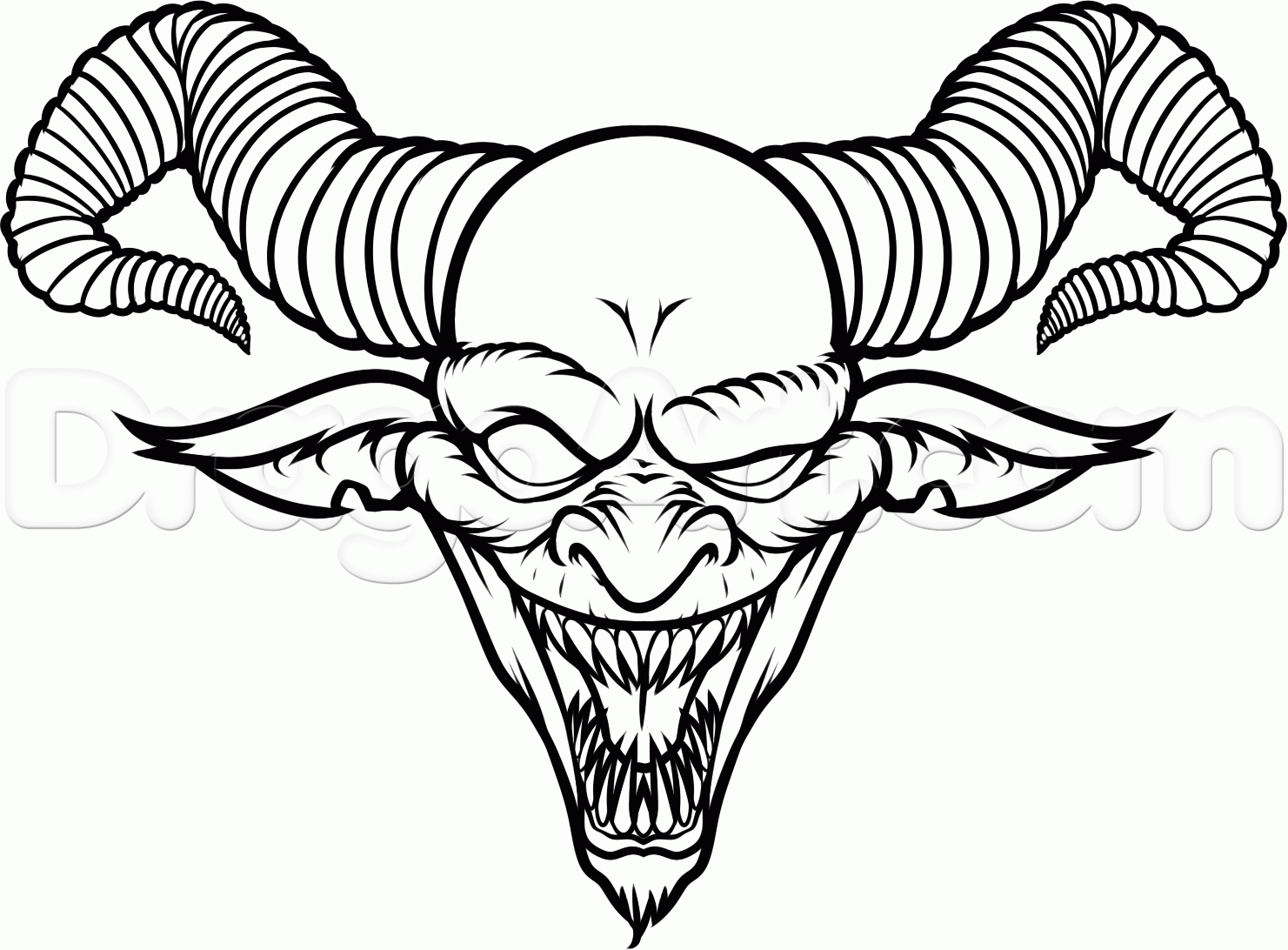 1481x1092 How To Draw A Demon Face, Step