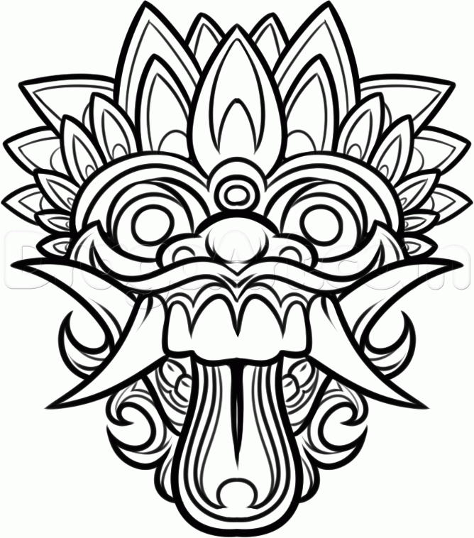 668x758 how to draw a balinese mask, bali mask, step