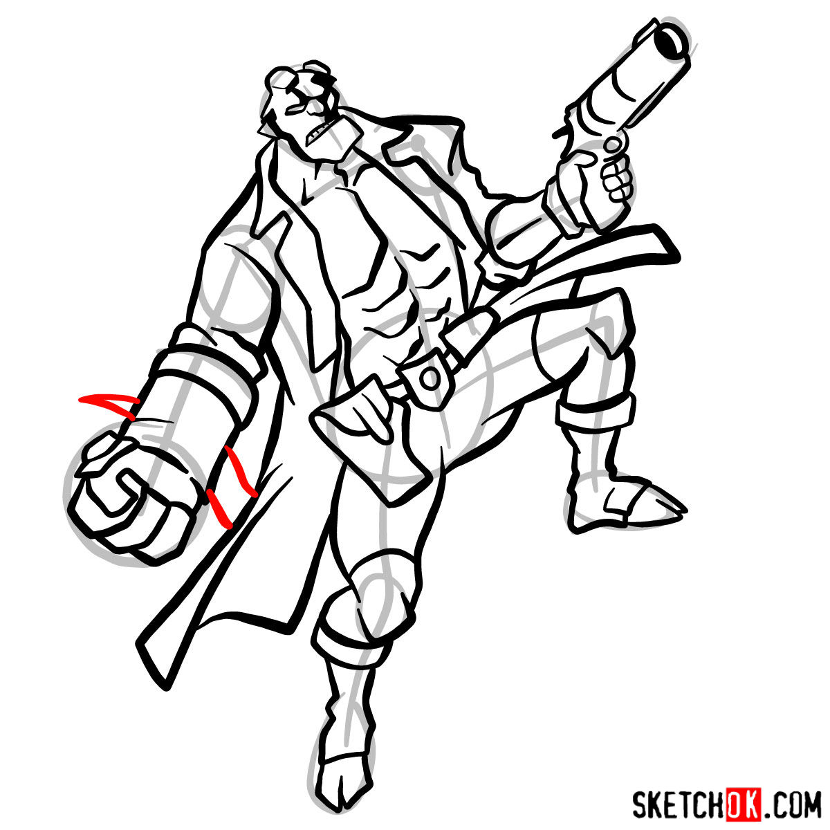 1200x1200 How To Draw Hellboy With A Gun