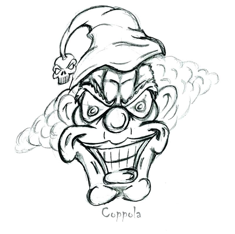 800x794 How To Draw A Scary Clown Step