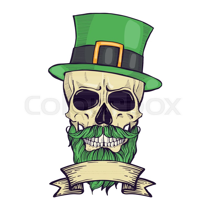 800x800 color handdrawn skull of leprechaun stock vector colourbox