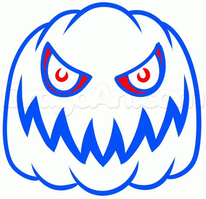 719x695 How To Draw A Scary Pumpkin, Step