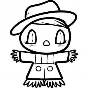 302x302 How To Draw A Scarecrow For Kids, Step