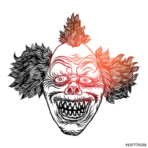 500x500 Scary Clown Head Concept Of Circus Horror Film Character Laughing