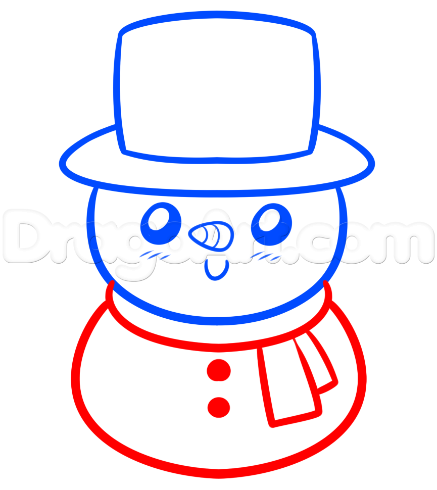 865x970 Drawing A Kawaii Frosty The Snowman, Step