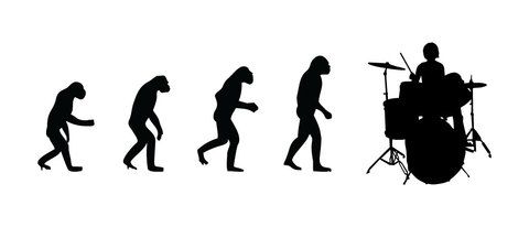 480x206 Evolution Of Man To Drummer Decal Black White Graphics
