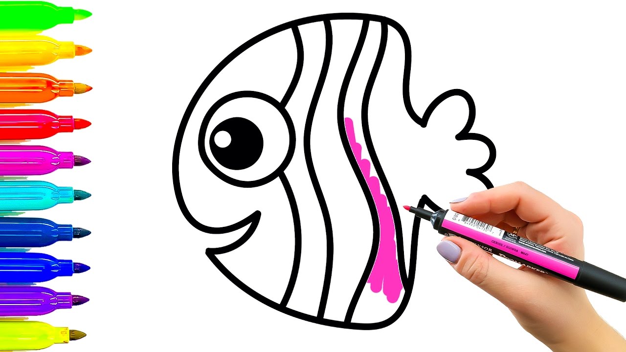 1280x720 Simple Example How To Draw Fish Video For Kids Drawing