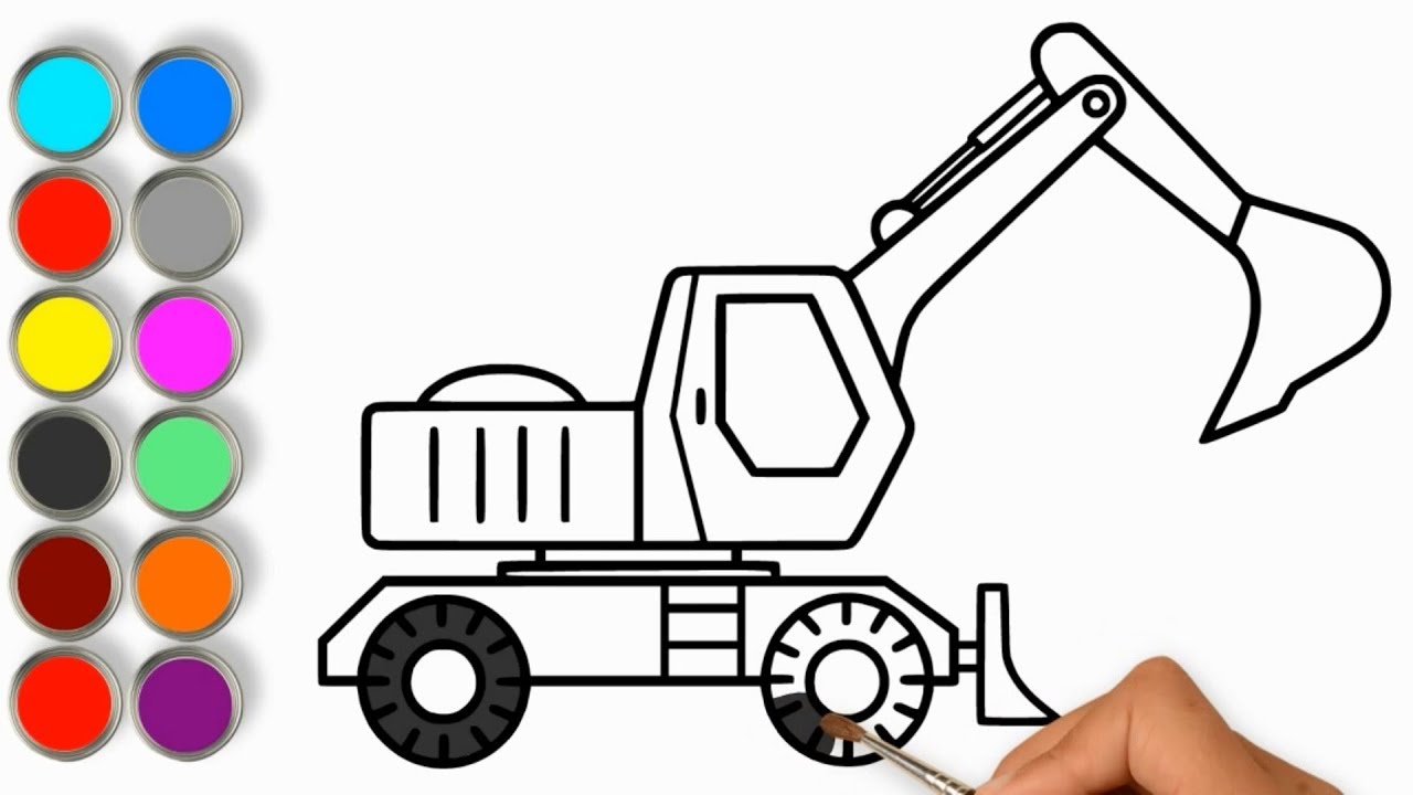 1280x720 How To Draw Excavator Truck Coloring Pages Learn Drawing