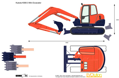 400x262 Kubota Mini Excavator Vector Drawing