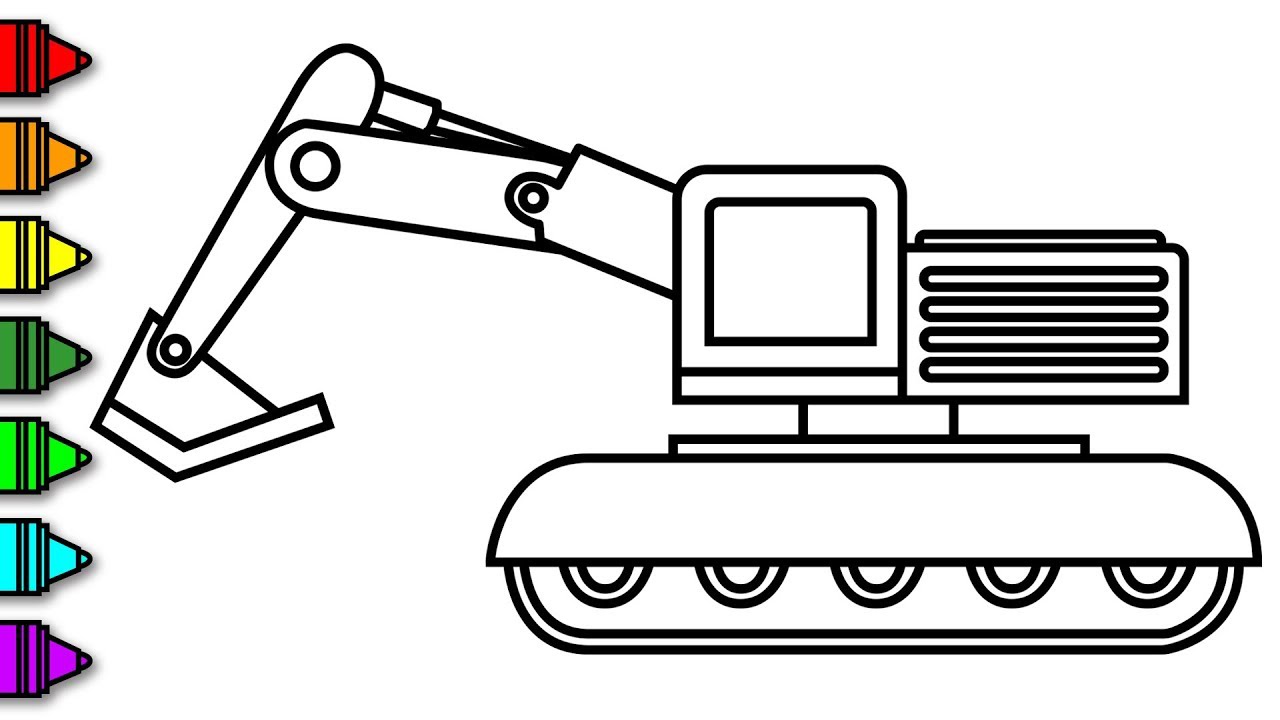1280x720 Learn How To Draw And Colour An Excavator Machine Colouring
