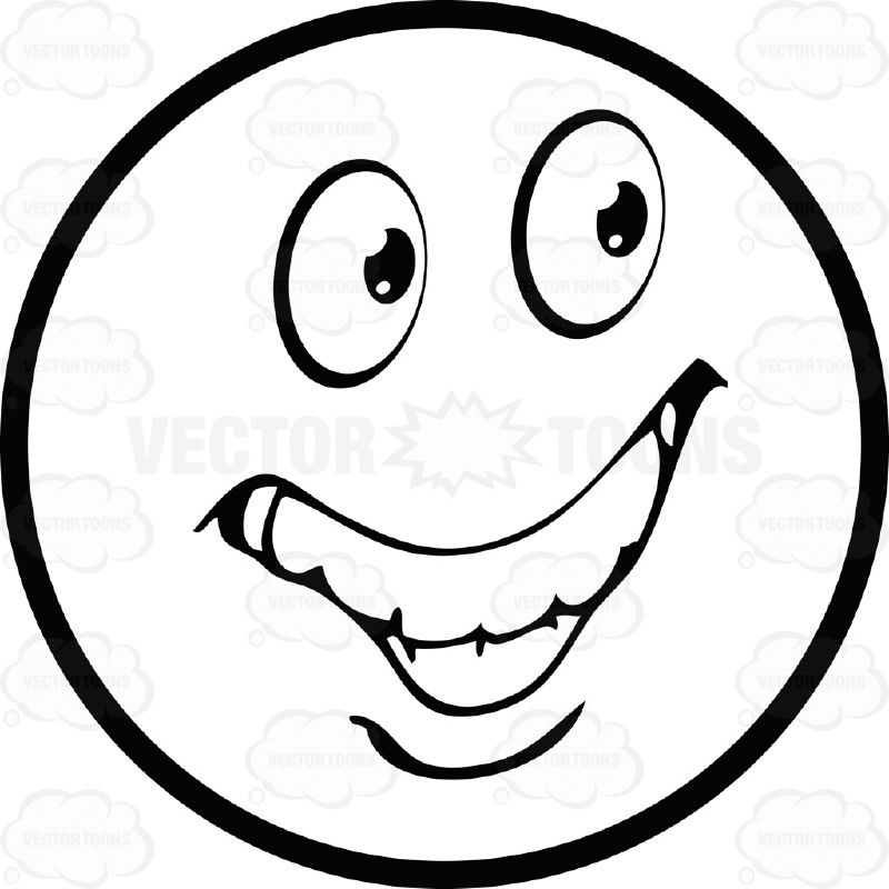 800x800 Ecstatic Large Eyed Black And White Smiley Face Emoticon