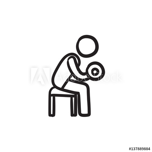 500x500 Man Exercising With Dumbbells Sketch Icon