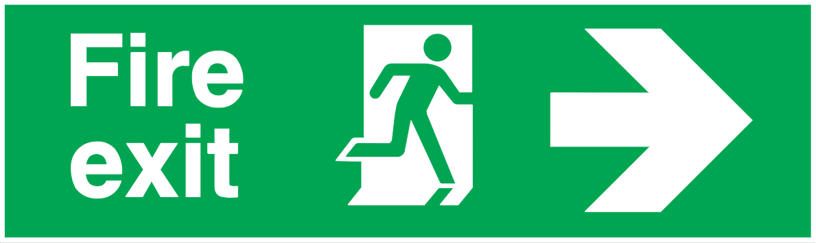 1189x355 fire exit running man right arrow right