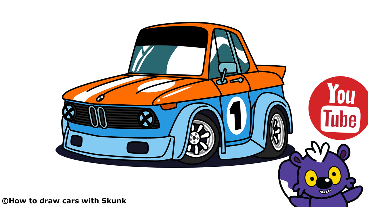 1280x720 Bmw Racing Car Cartoon Version