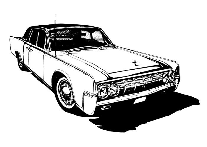 700x500 Pen Ink Illustration Lincoln Continental Cool Illustrations