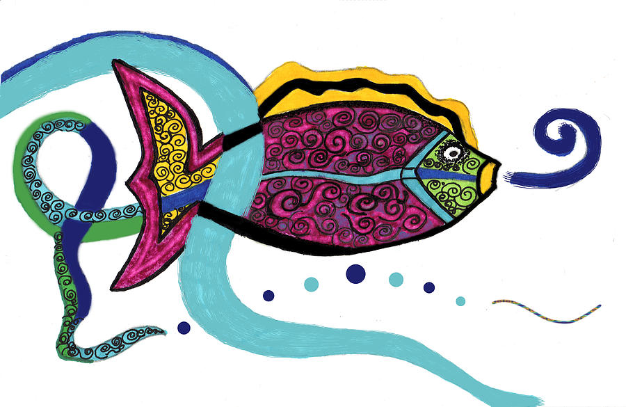 900x585 Spiral Fish Drawing