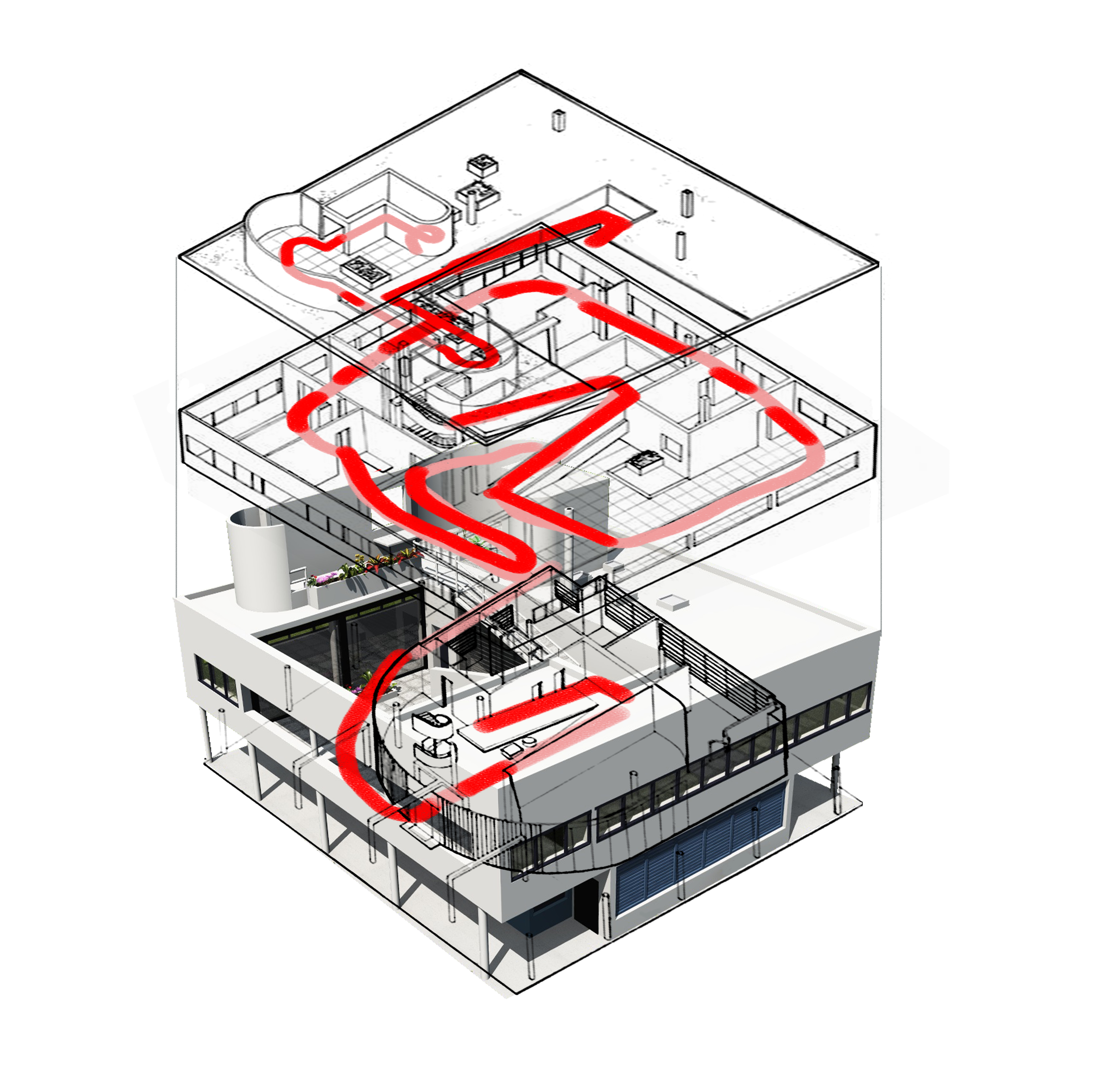 4179x4157 expressive collage of villa savoye ersan ilktan