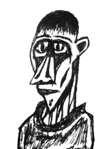 225x300 Expressionism Style Cartoon Drawing Man Portrait In Black