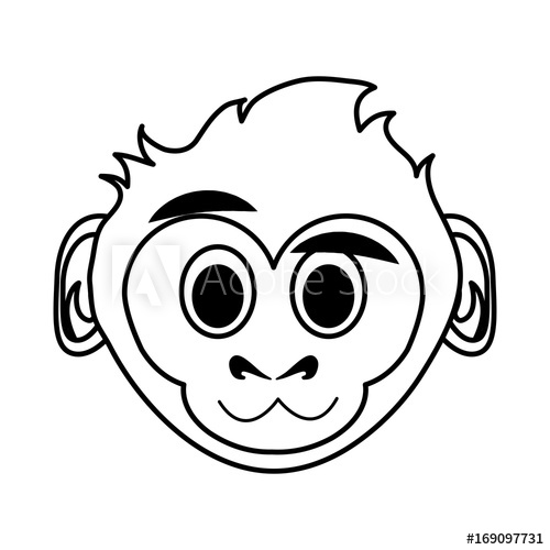 500x500 Happy Cute Expressive Monkey Cartoon Icon Image Vector