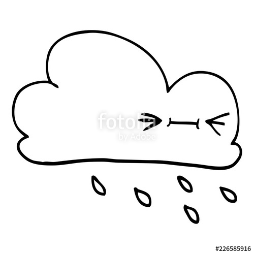 500x500 Line Drawing Cartoon Expressive Weather Cloud Stock Image