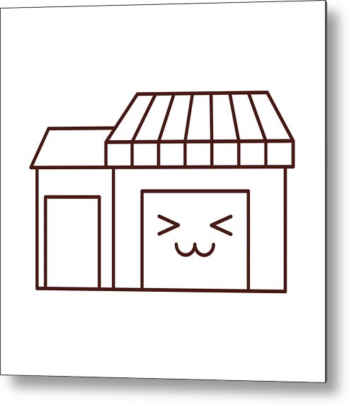493x572 kawaii store grocery shop building exterior metal print