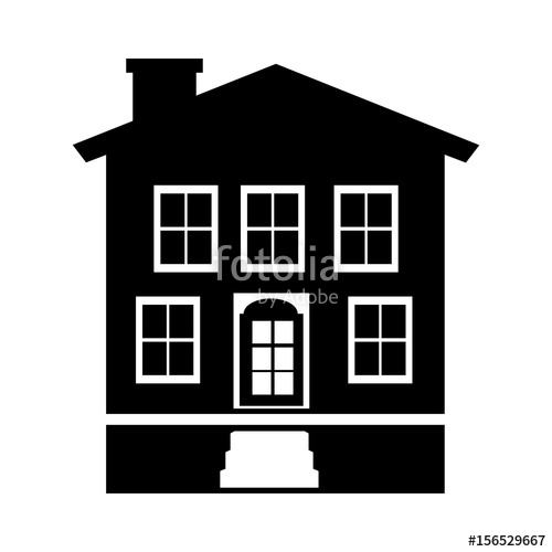 500x500 Exterior Building Drawing Icon Vector Illustration Design Stock