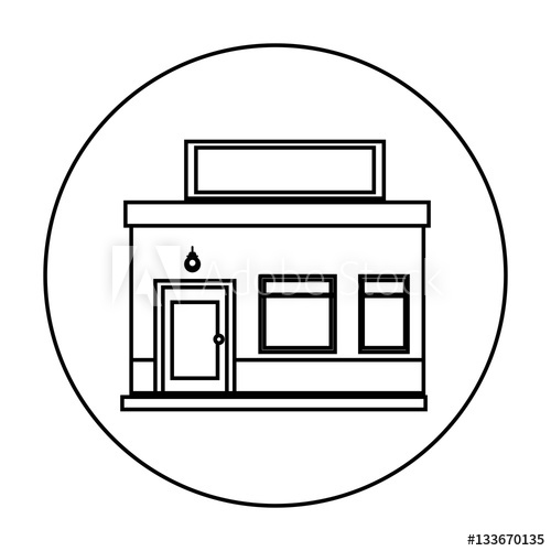 500x500 Exterior Store Building Icon Vector Illustration Design