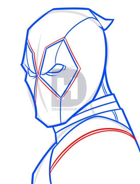 550x720 Drawing Deadpool Easy, Step
