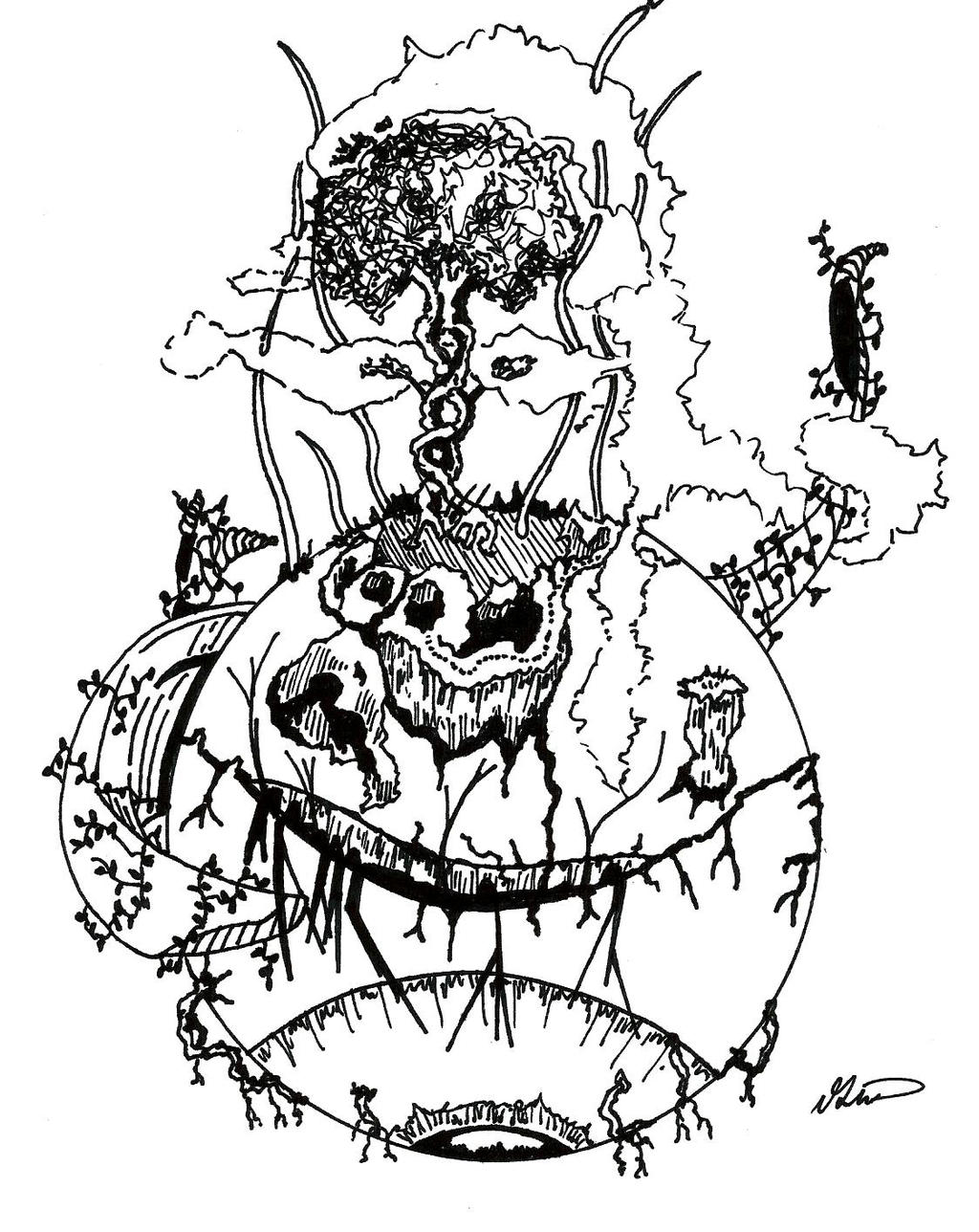 1024x1288 Abstract Eyeball Drawing