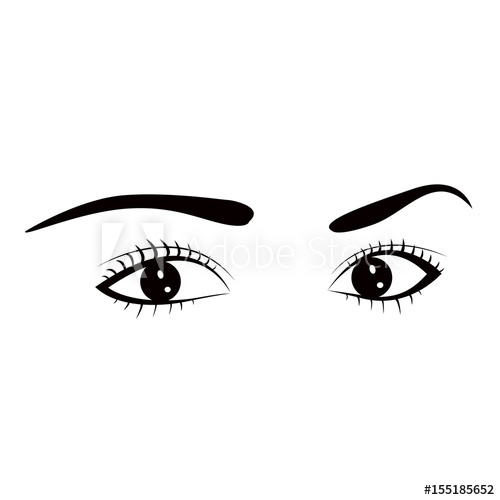 500x500 Beautiful Woman Eye Vector Illustration Ink Drawing Black