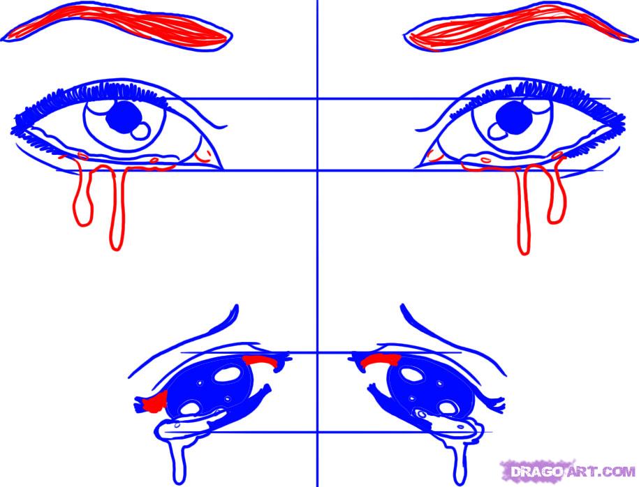 915x698 How To Draw Crying Eyes, Step