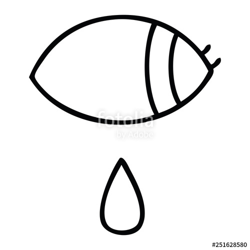 500x500 Line Drawing Cartoon Crying Eye Looking To One Side Stock Image