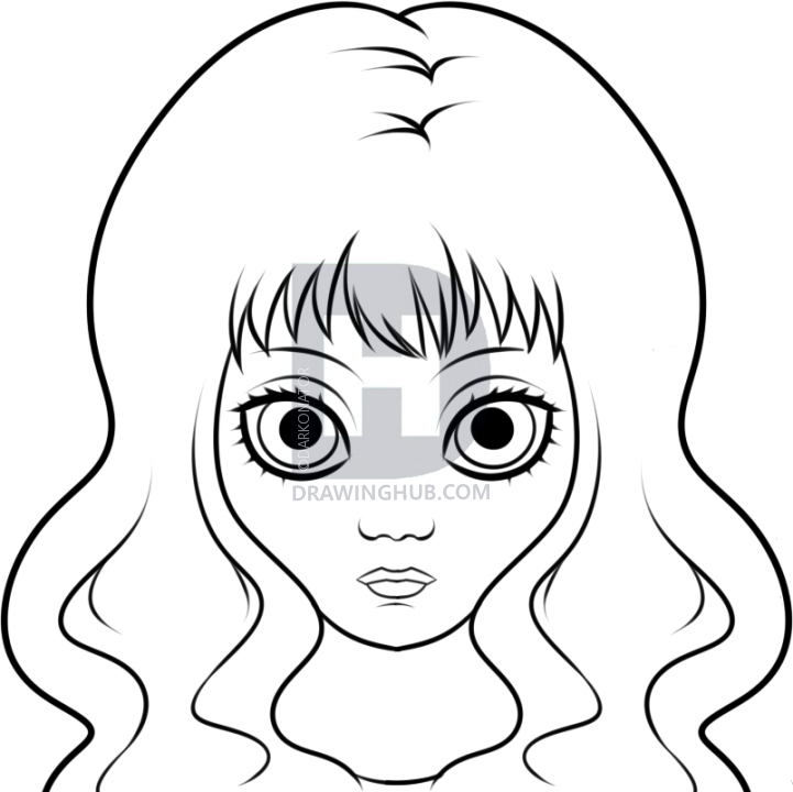 721x720 How To Draw Big Eyes, Step