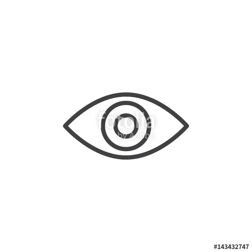 500x500 Eye Line Icon, Outline Vector Sign, Linear Style Pictogram