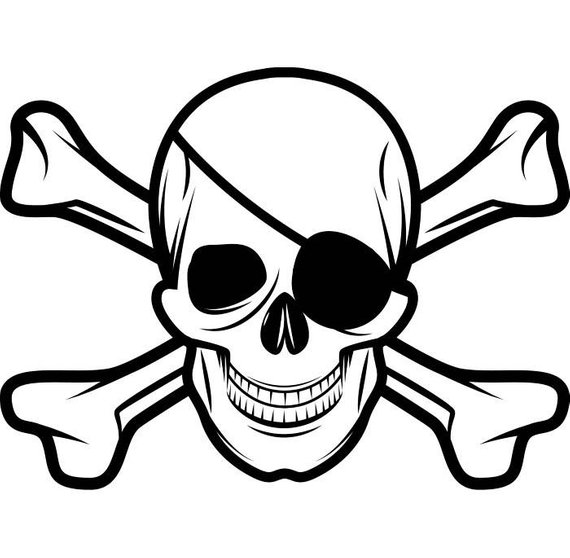 570x558 Pirate Skull Crossbones Eye Patch Grin Jolly Roger Ship Etsy