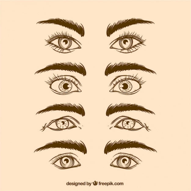 626x626 Set Of Realistic Hand Drawn Eyes And Eyebrows Vector Free Download