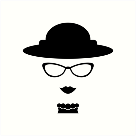 550x550 Vintage Lady With Eyeglasses Drawing Art Prints